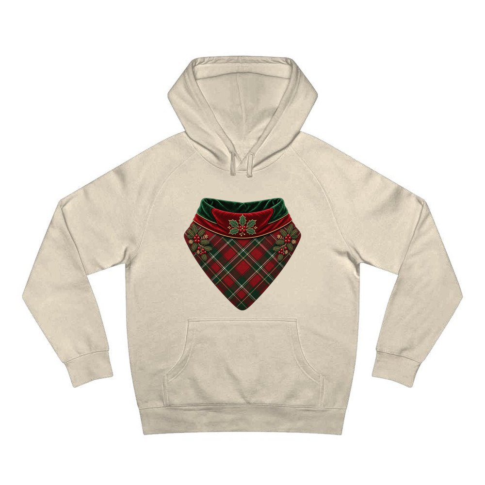 Tartan Pet Bandana personalised Christmas hoodie in sand