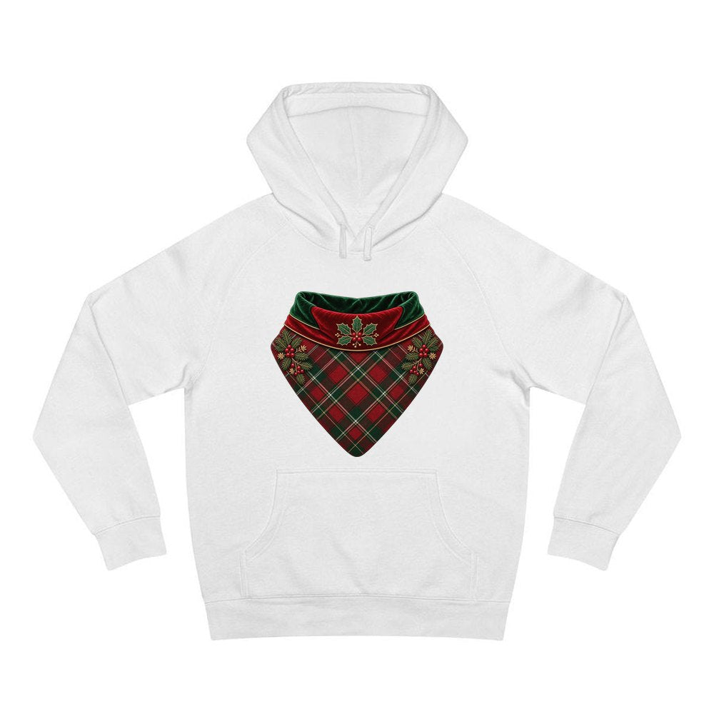 Tartan Pet Bandana personalised Christmas hoodie in white