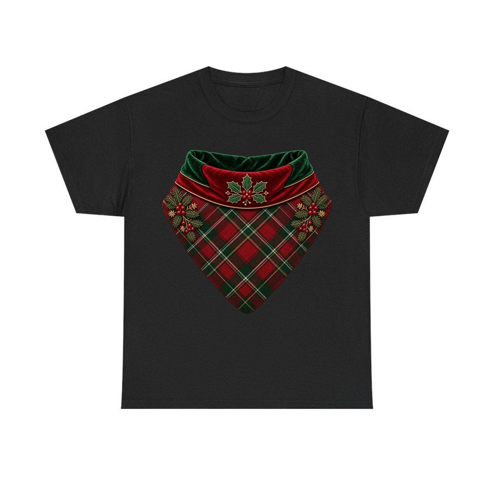 Tartan Pet Bandana personalised Christmas T-shirt in black