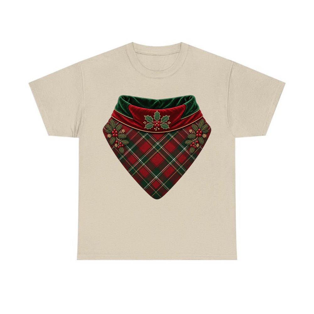 Tartan Pet Bandana personalised Christmas T-shirt in sand