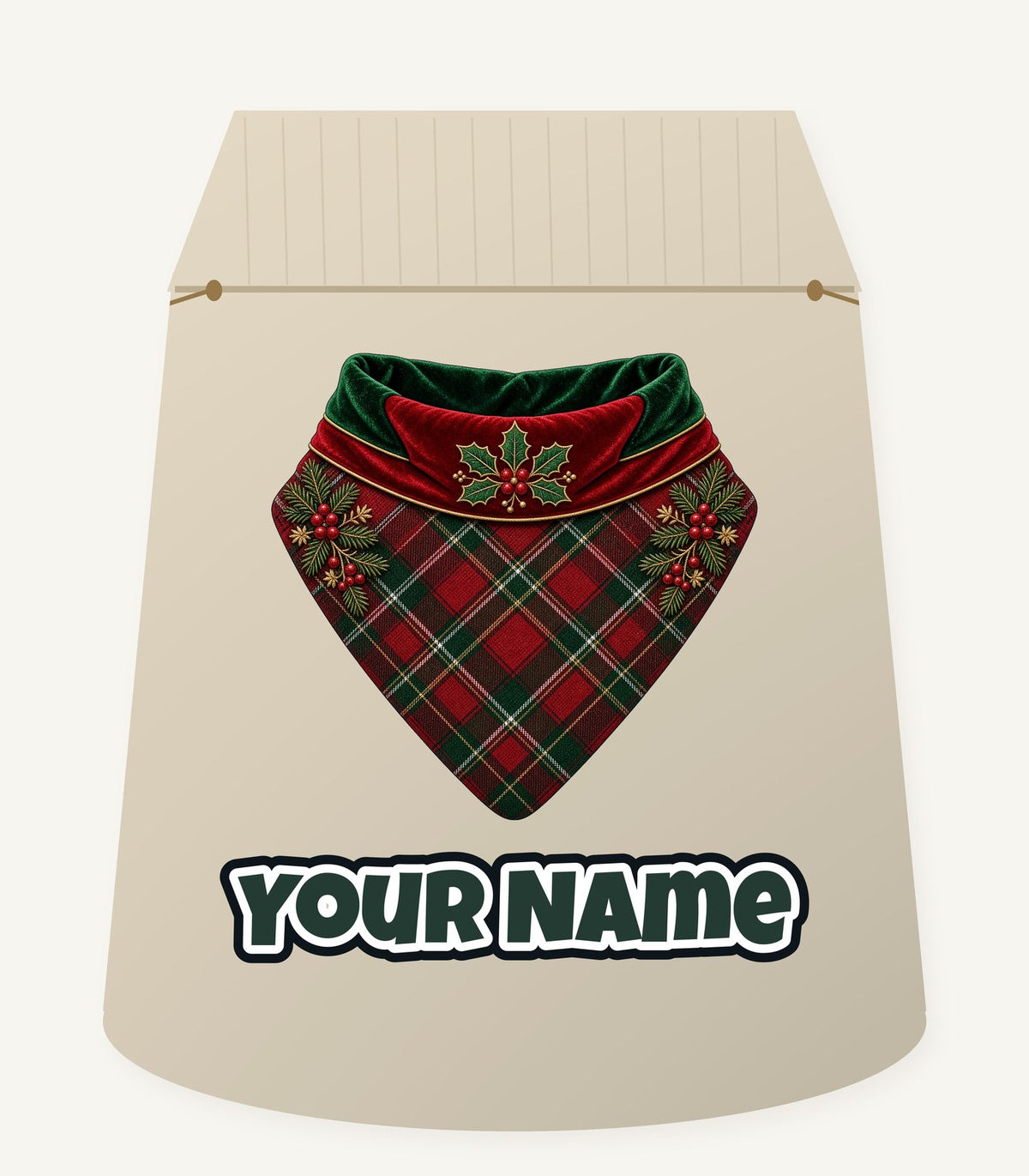 Tartan Pet Bandana Personalised Santa Sack