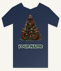 Tartan Plaid Christmas Tree Personalised Kids Tee and Baby Bodysuit