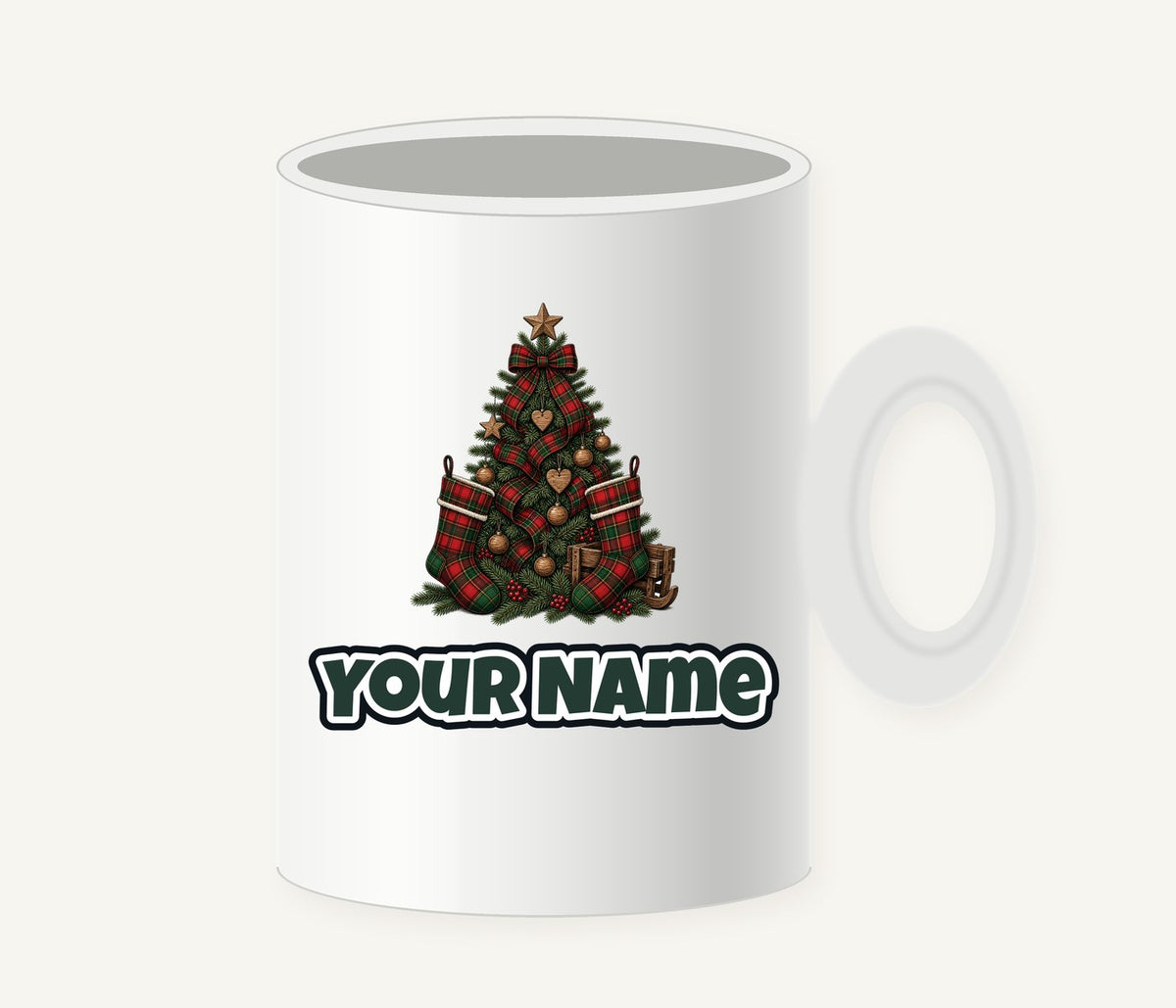 Tartan Plaid Christmas Tree Personalised Christmas Mug