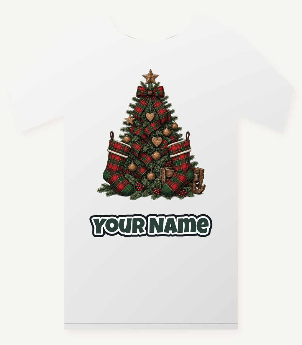 Tartan Plaid Christmas Tree Personalised Christmas T-Shirt and Hoodie