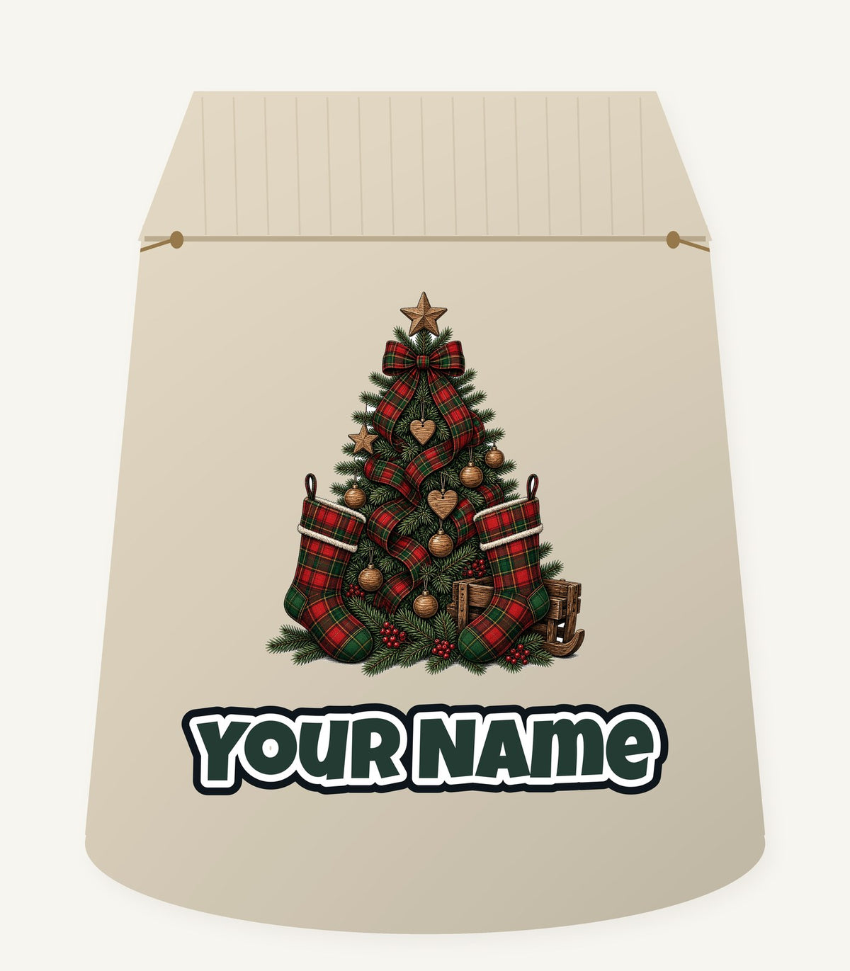 Tartan Plaid Christmas Tree Personalised Santa Sack