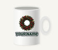 Tartan Ribbon Christmas Wreath Personalised Christmas Mug