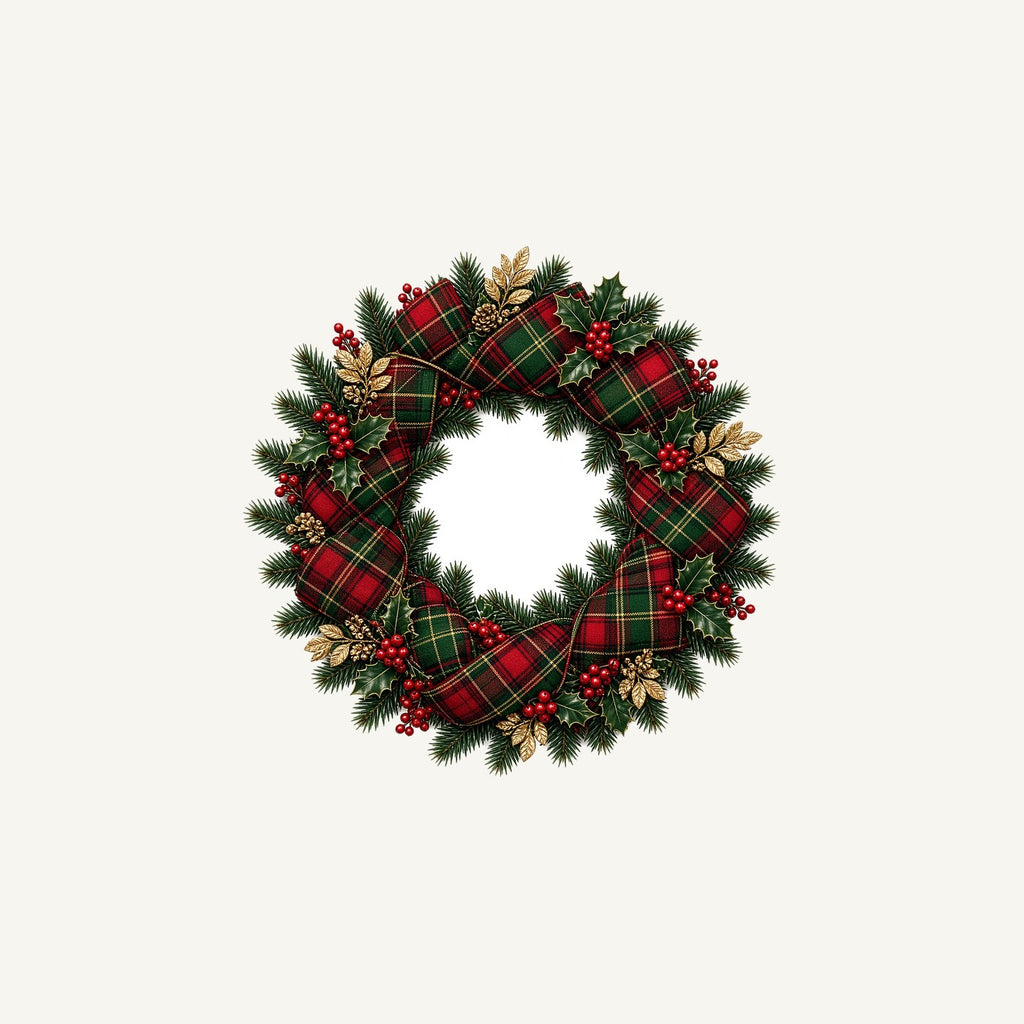 Tartan Ribbon Christmas Wreath Personalised Christmas Mug