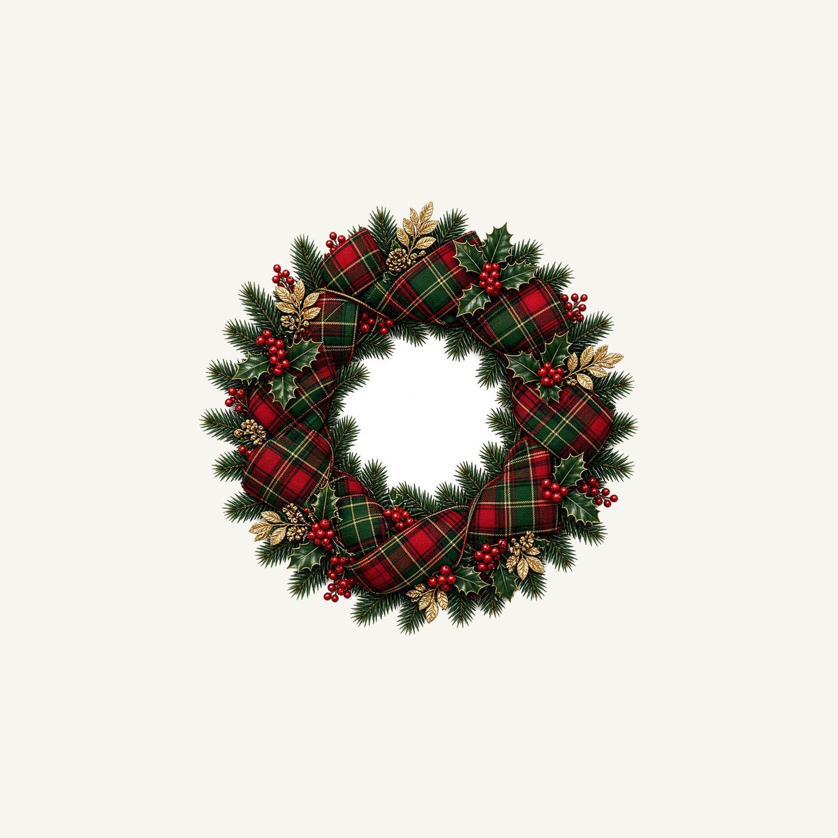 Tartan Ribbon Christmas Wreath Personalised Christmas Mug