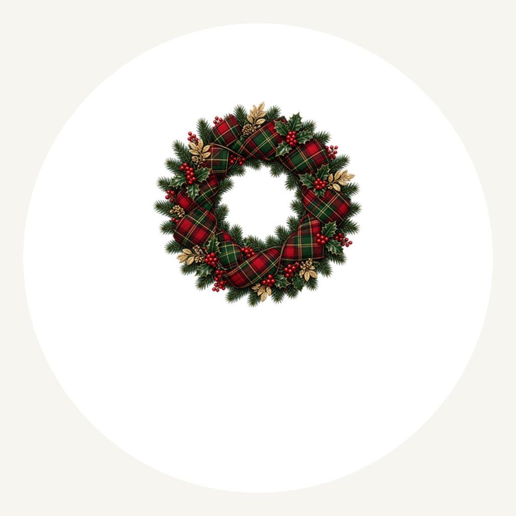 Tartan Ribbon Christmas Wreath Personalised Pewter Christmas Ornament