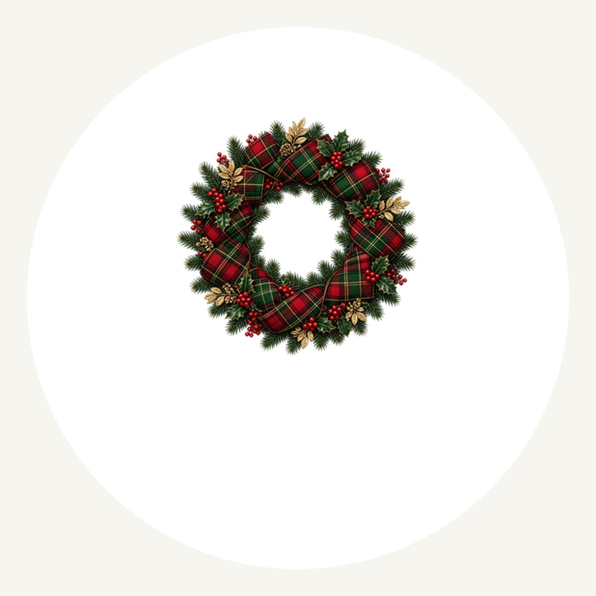 Tartan Ribbon Christmas Wreath Personalised Pewter Christmas Ornament