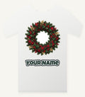 Tartan Ribbon Christmas Wreath Personalised Christmas T-Shirt and Hoodie