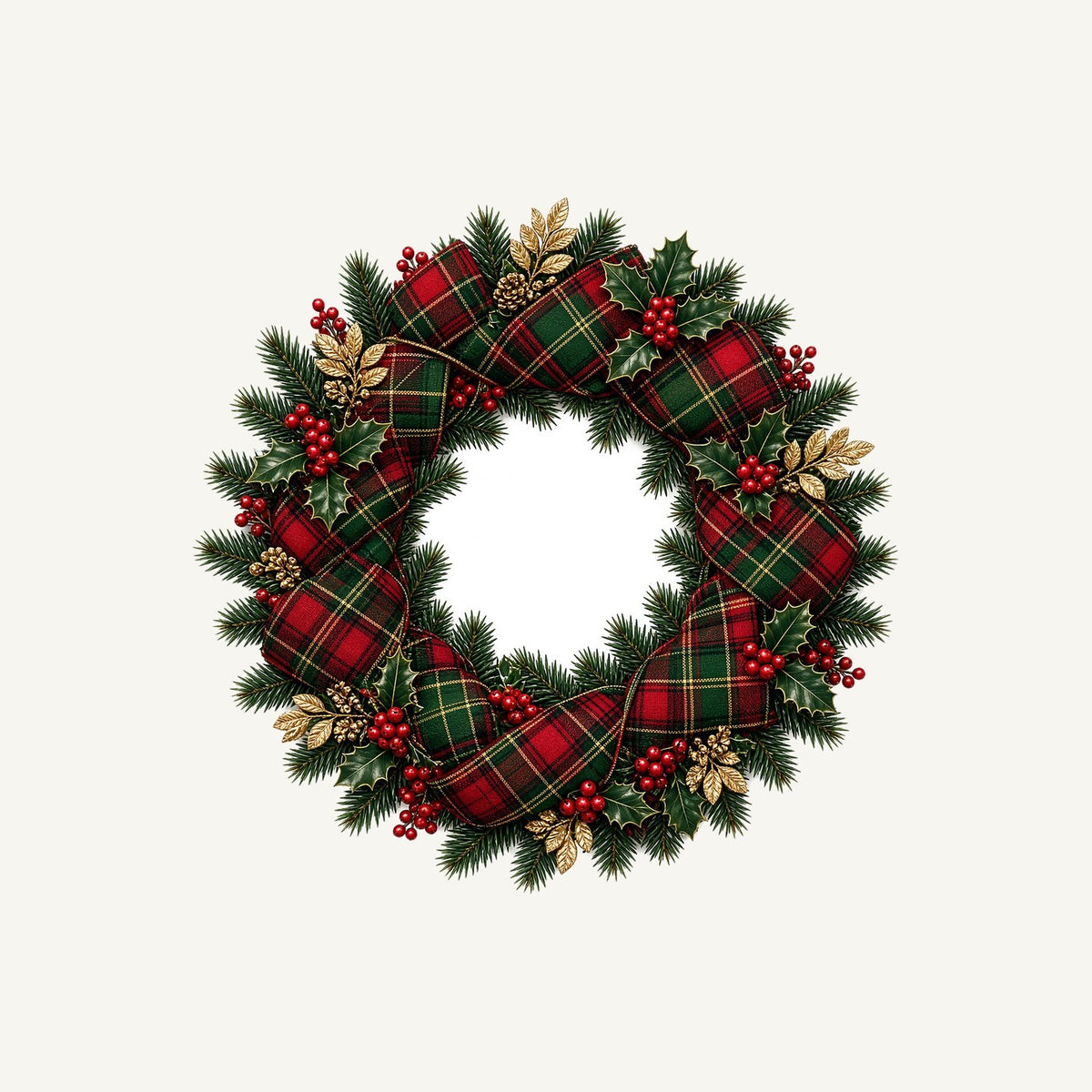 Tartan Ribbon Christmas Wreath Personalised Christmas T-Shirt and Hoodie