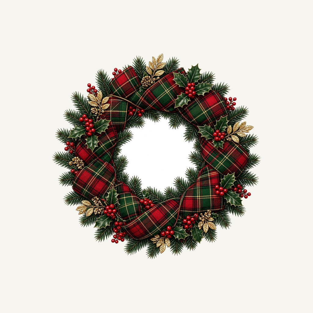 Tartan Ribbon Christmas Wreath Personalised Santa Sack