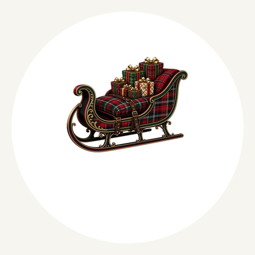 Tartan Sleigh and Gifts Personalised Pewter Christmas Ornament