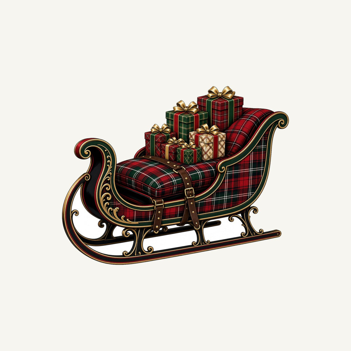 Tartan Sleigh and Gifts Personalised Christmas T-Shirt and Hoodie