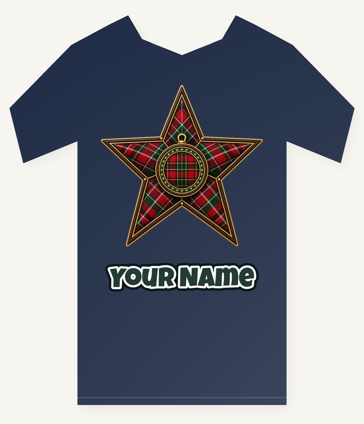 Tartan Star Ornament Personalised Kids Tee and Baby Bodysuit
