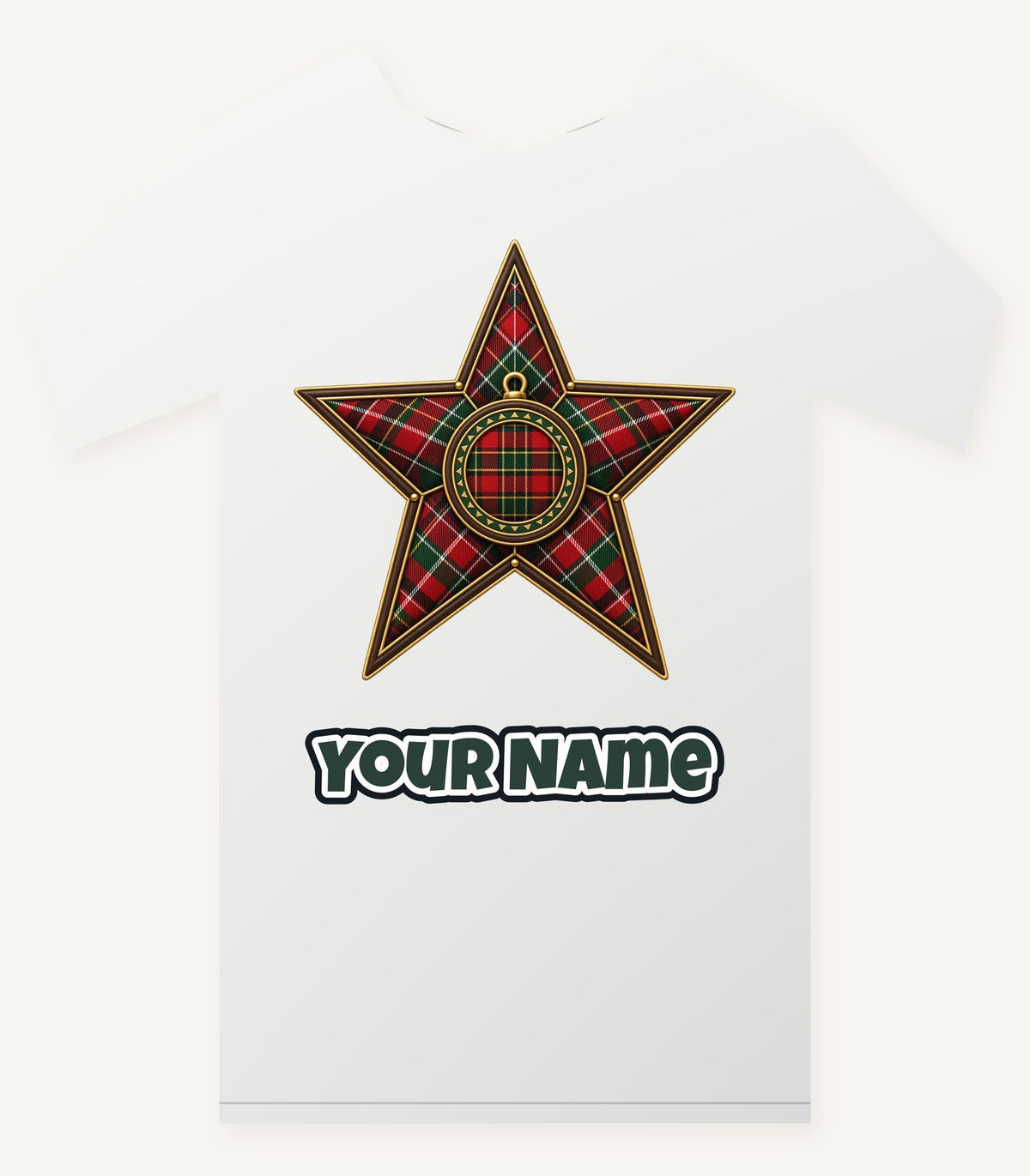 Tartan Star Ornament Personalised Christmas T-Shirt and Hoodie