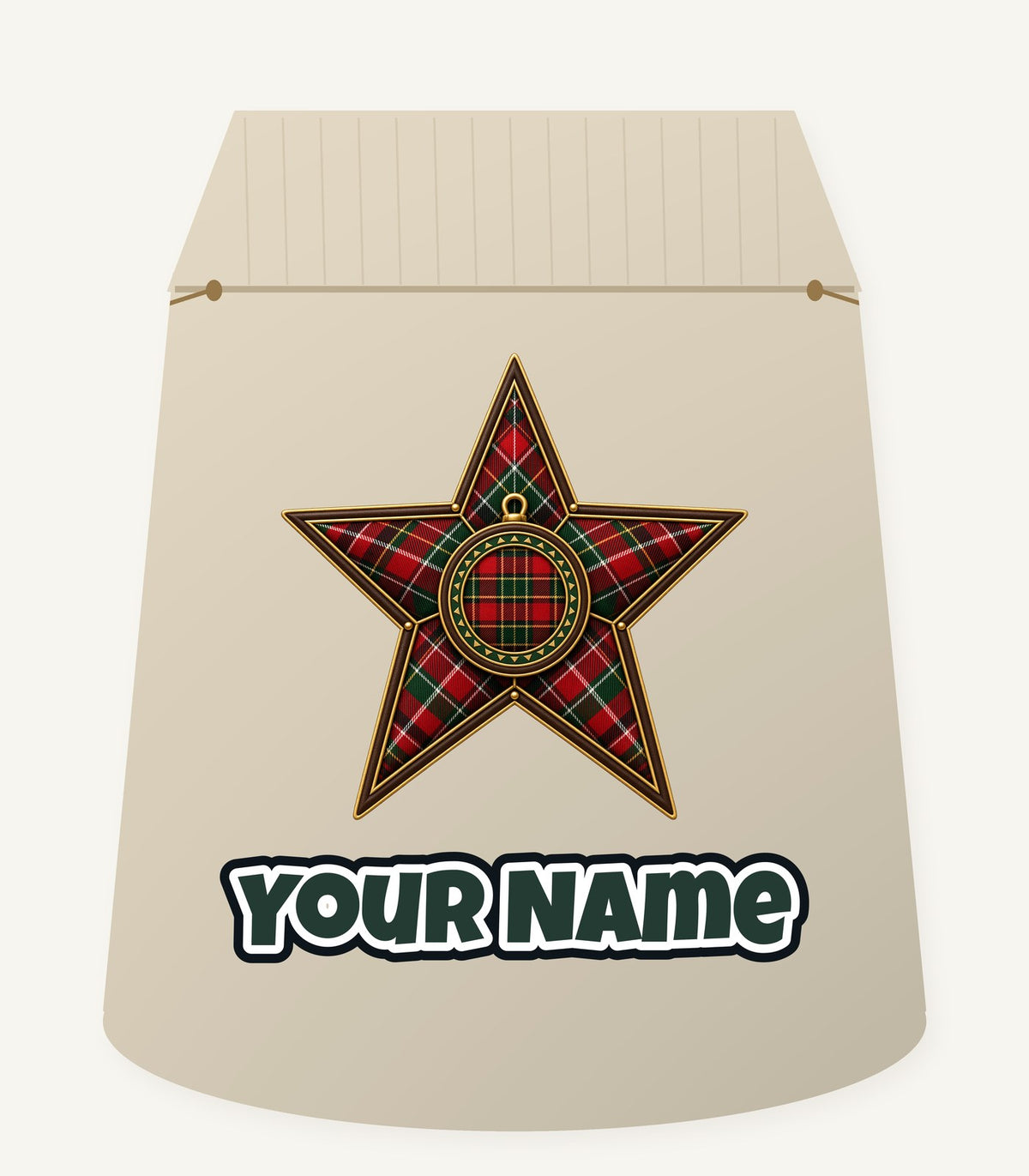 Tartan Star Ornament Personalised Santa Sack