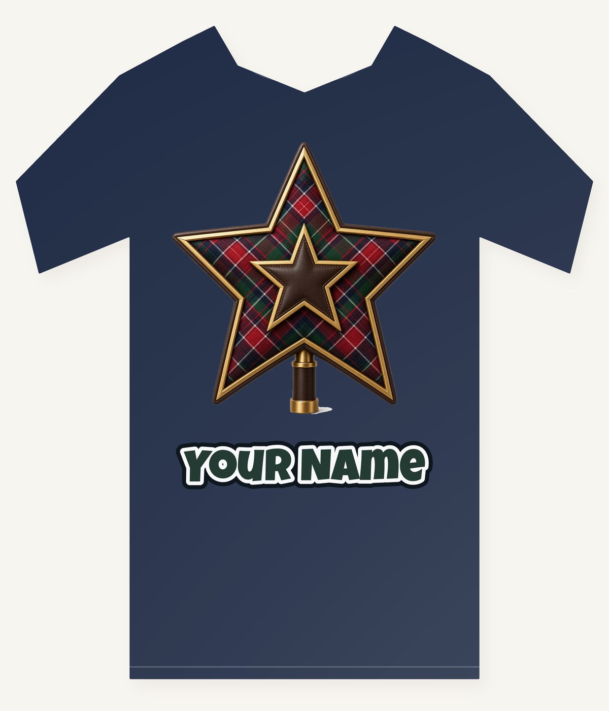 Tartan Star Tree Topper Personalised Kids Tee and Baby Bodysuit