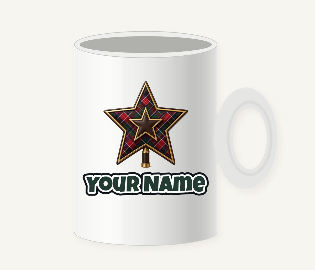 Tartan Star Tree Topper Personalised Christmas Mug