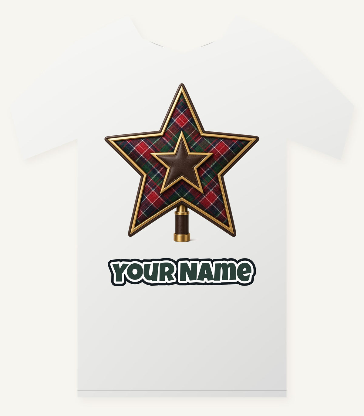 Tartan Star Tree Topper Personalised Christmas T-Shirt and Hoodie