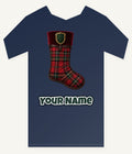 Tartan Velvet Christmas Stocking Personalised Kids Tee and Baby Bodysuit