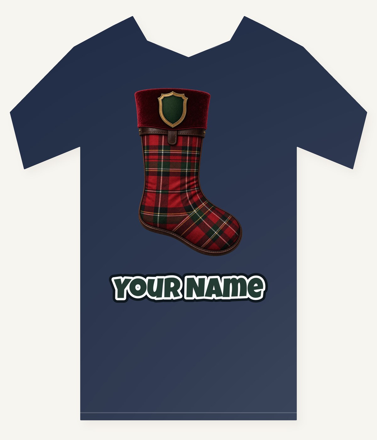Tartan Velvet Christmas Stocking Personalised Kids Tee and Baby Bodysuit