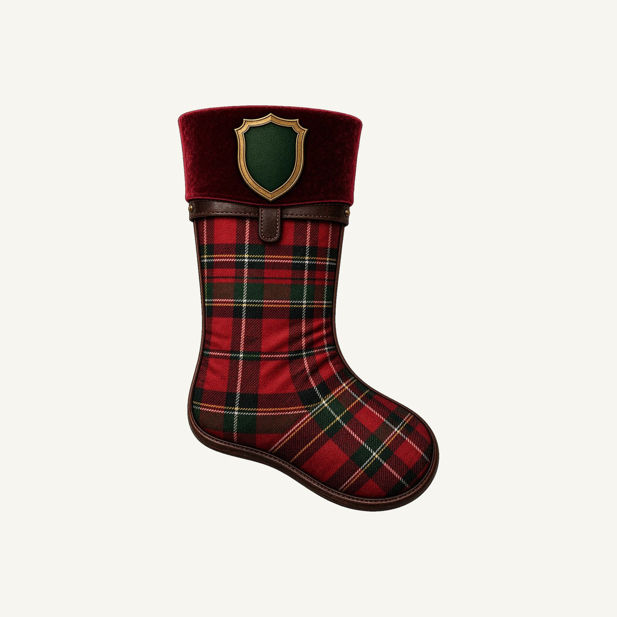 Tartan Velvet Christmas Stocking Personalised Kids Tee and Baby Bodysuit