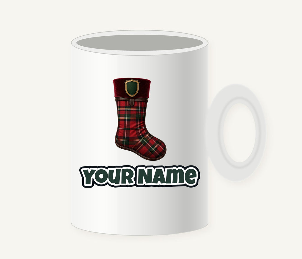 Tartan Velvet Christmas Stocking Personalised Christmas Mug