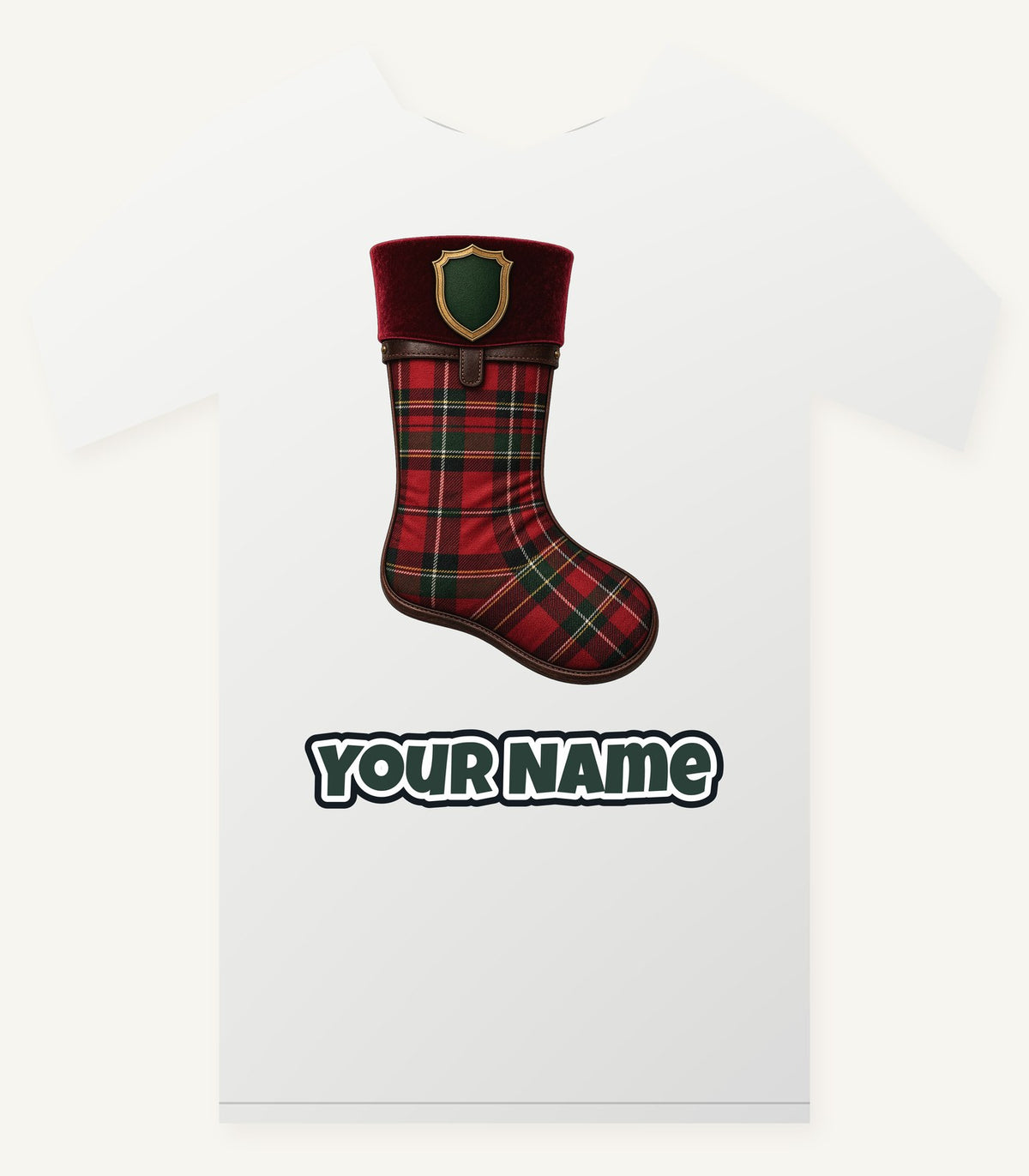 Tartan Velvet Christmas Stocking Personalised Christmas T-Shirt and Hoodie