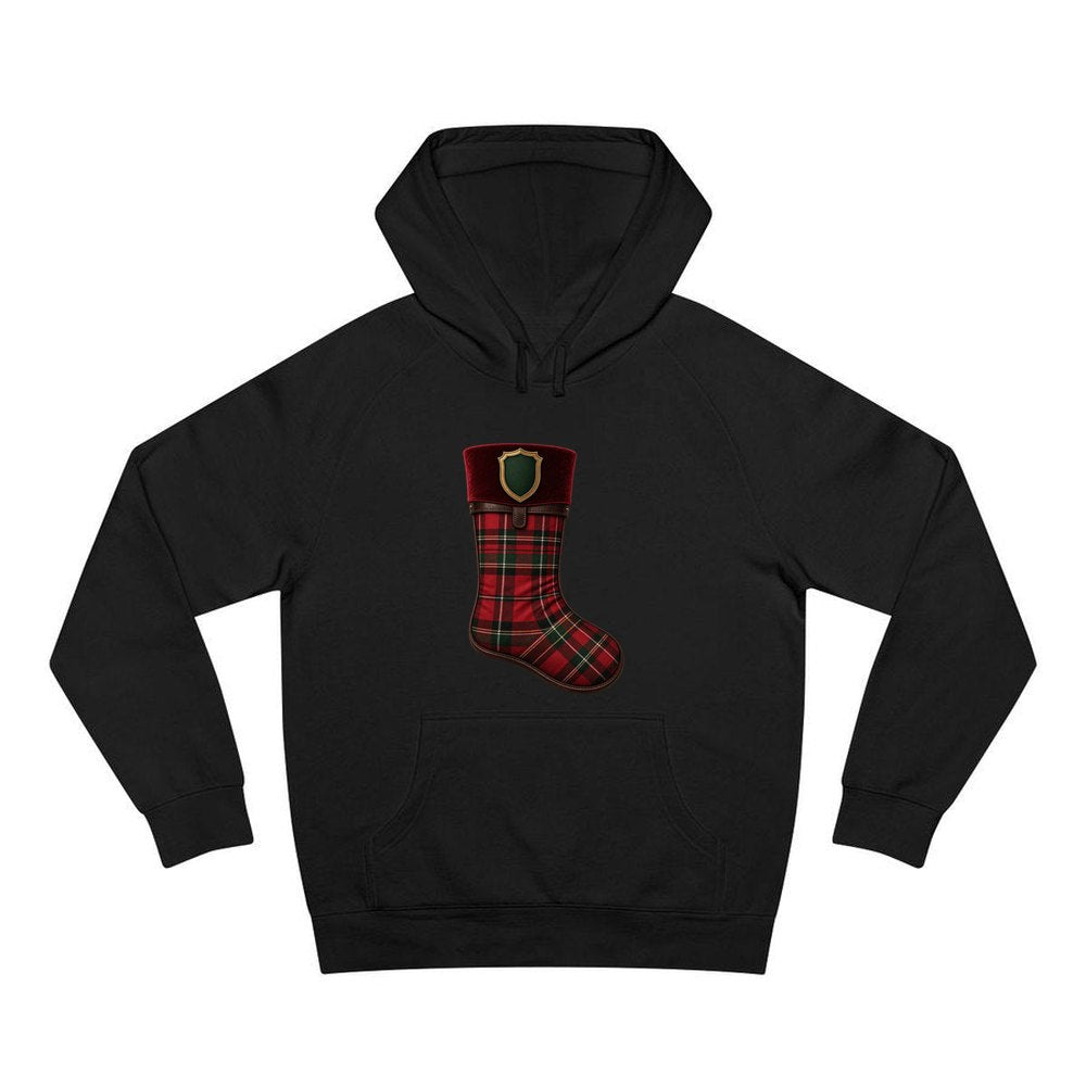 Tartan Velvet Christmas Stocking personalised Christmas hoodie in black