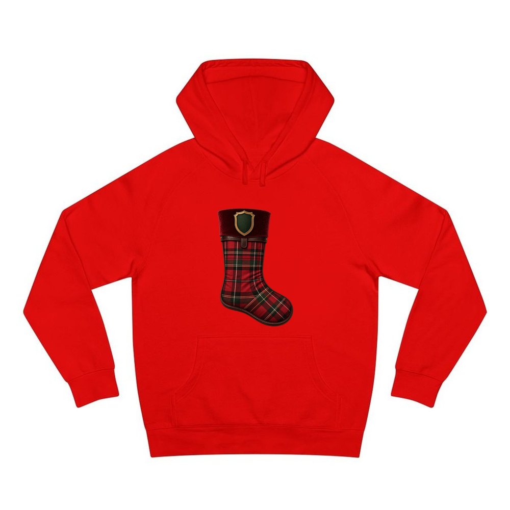 Tartan Velvet Christmas Stocking personalised Christmas hoodie in red