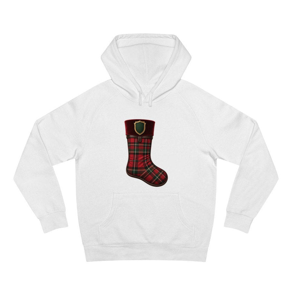 Tartan Velvet Christmas Stocking personalised Christmas hoodie in white