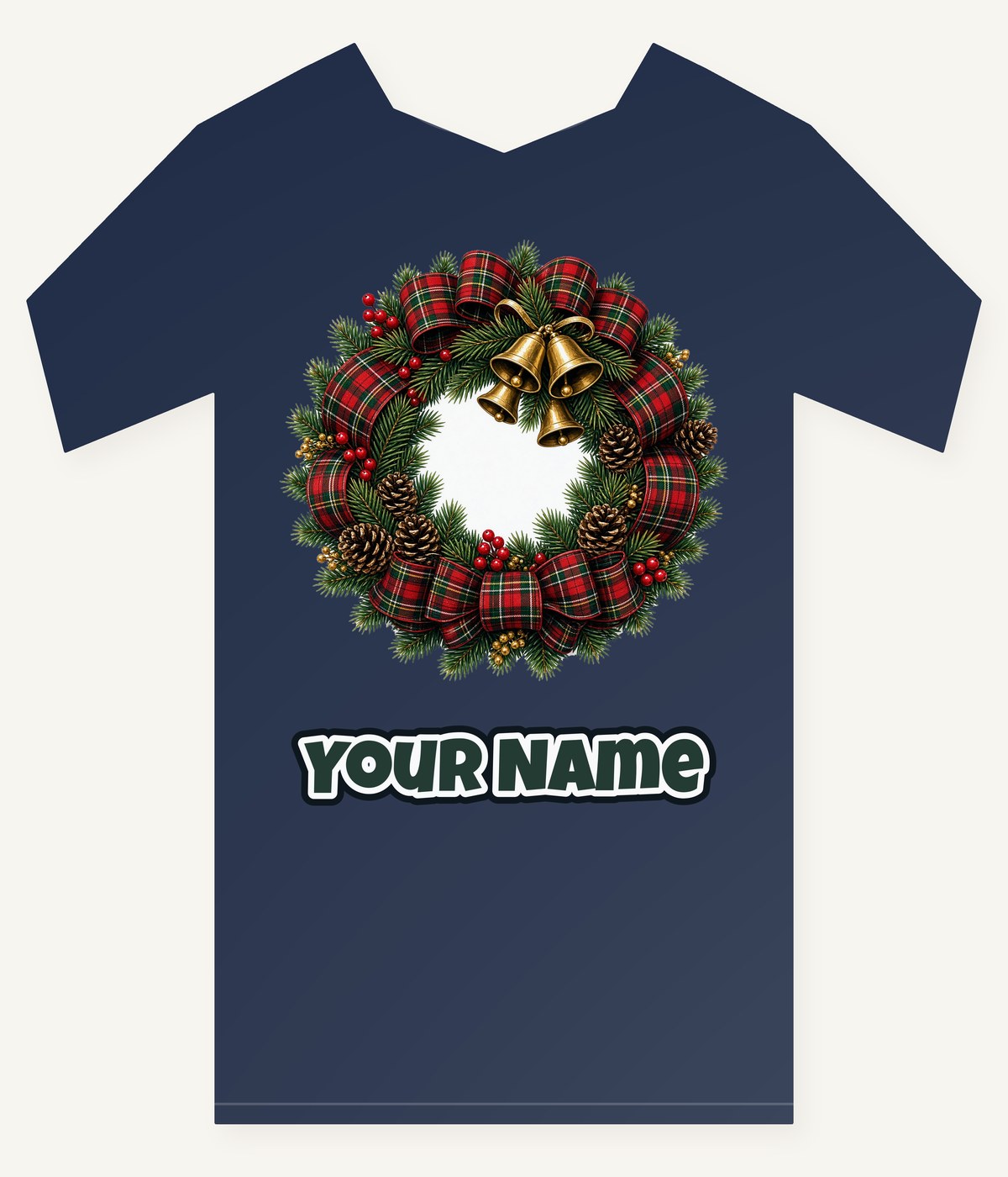 Tartan Wreath with Brass Bells Personalised Kids Tee and Baby Bodysuit