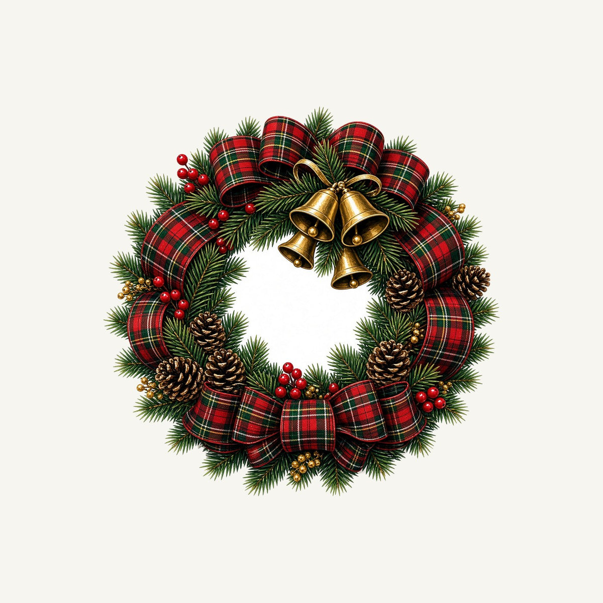 Tartan Wreath with Brass Bells Personalised Kids Tee and Baby Bodysuit