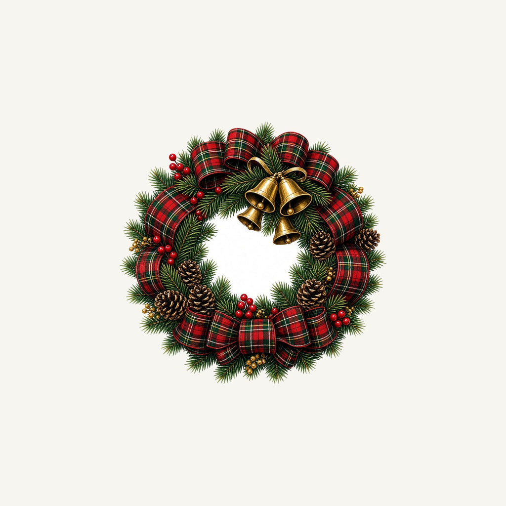 Tartan Wreath with Brass Bells Personalised Christmas Mug