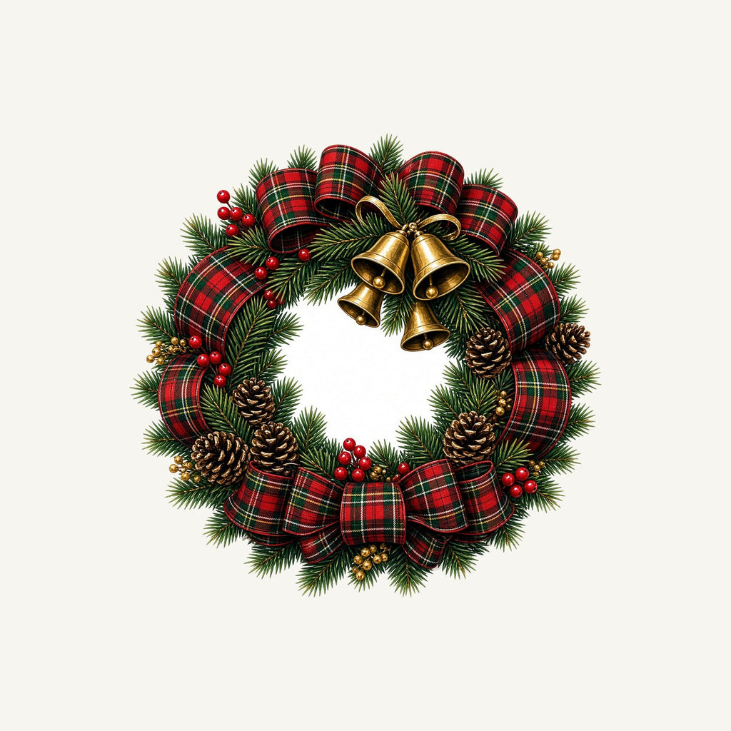 Tartan Wreath with Brass Bells Personalised Christmas T-Shirt and Hoodie