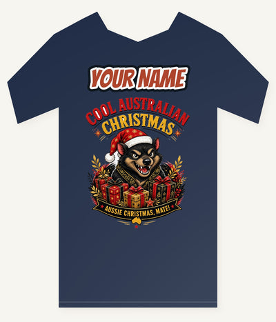 Tassie Devil Aussie Christmas Personalised Kids and Baby Christmas Tee