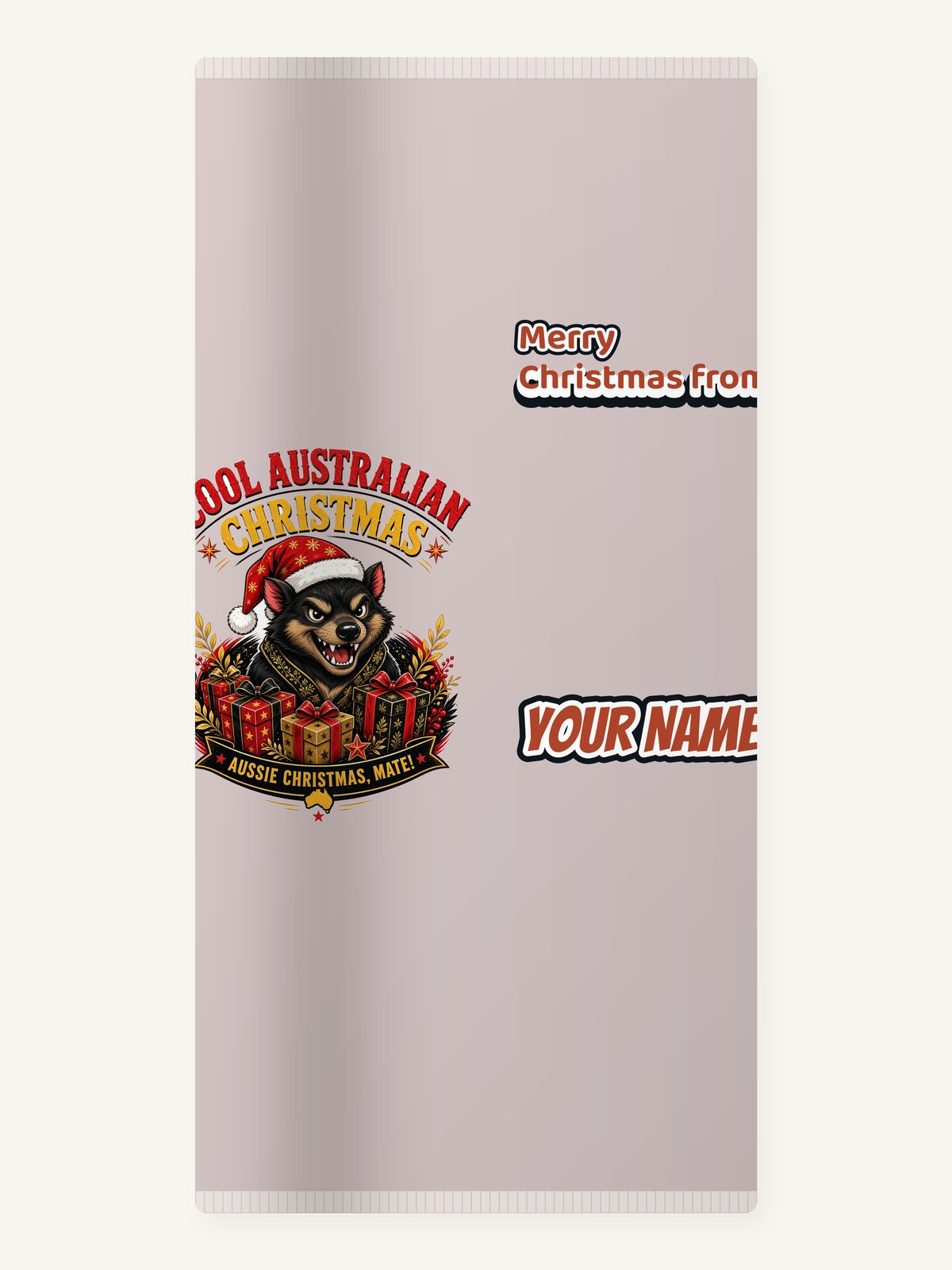 Tassie Devil Aussie Christmas Personalised Beach Towel