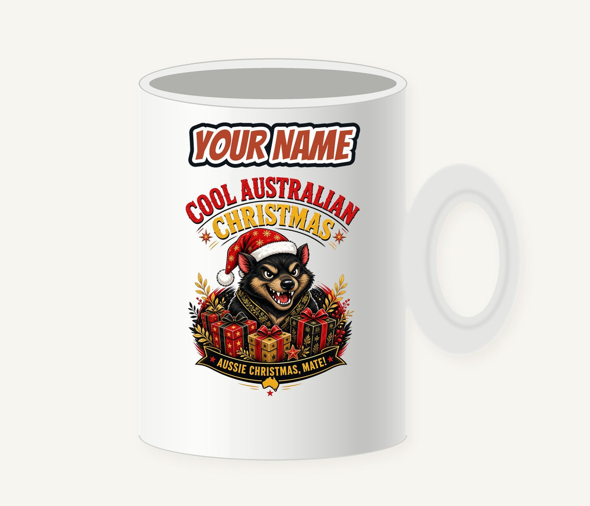 Tassie Devil Aussie Christmas Personalised Christmas Mug