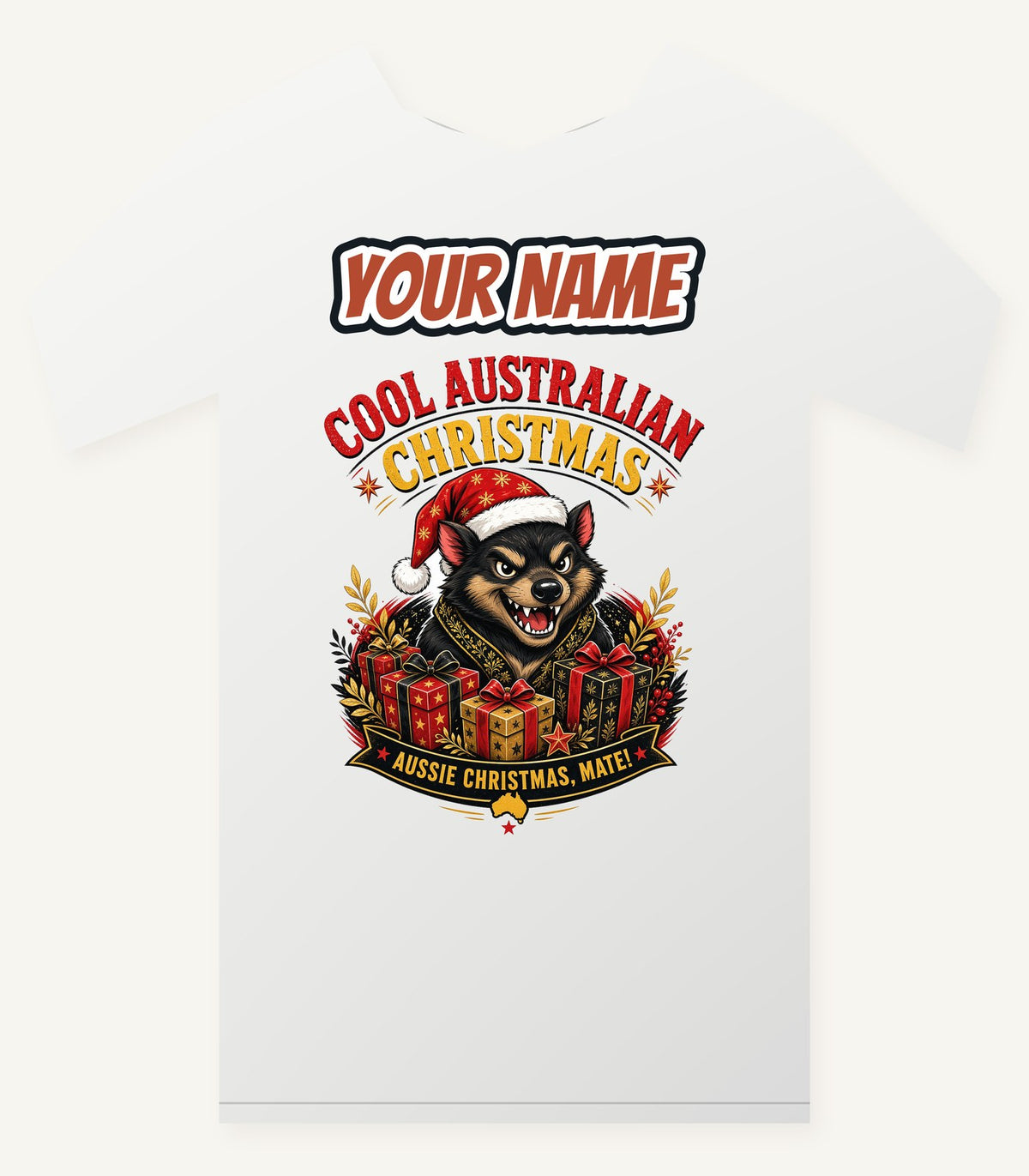 Tassie Devil Aussie Christmas Personalised Christmas T-Shirt and Hoodie