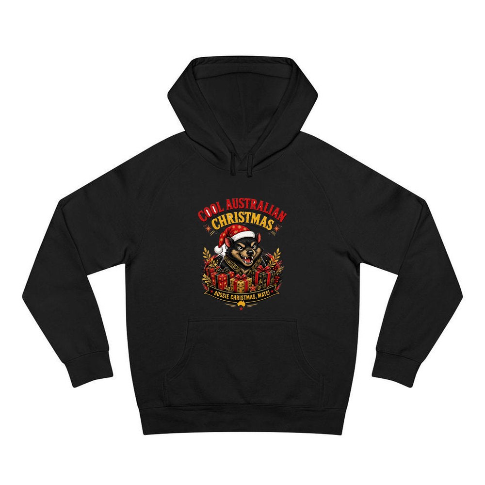 Tassie Devil Aussie Christmas personalised Christmas hoodie in black