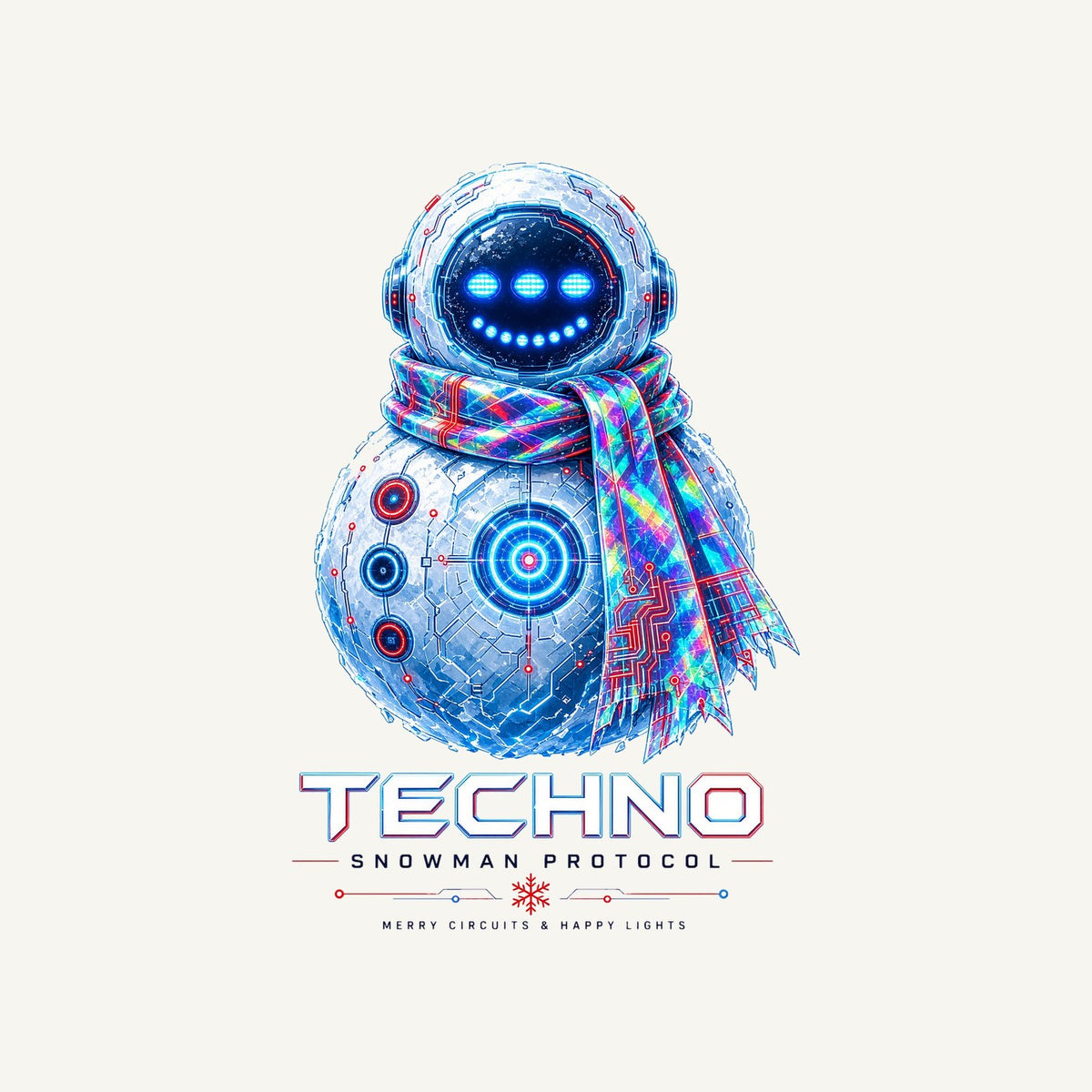 Techno Snowman Protocol Personalised Kids and Baby Christmas Tee
