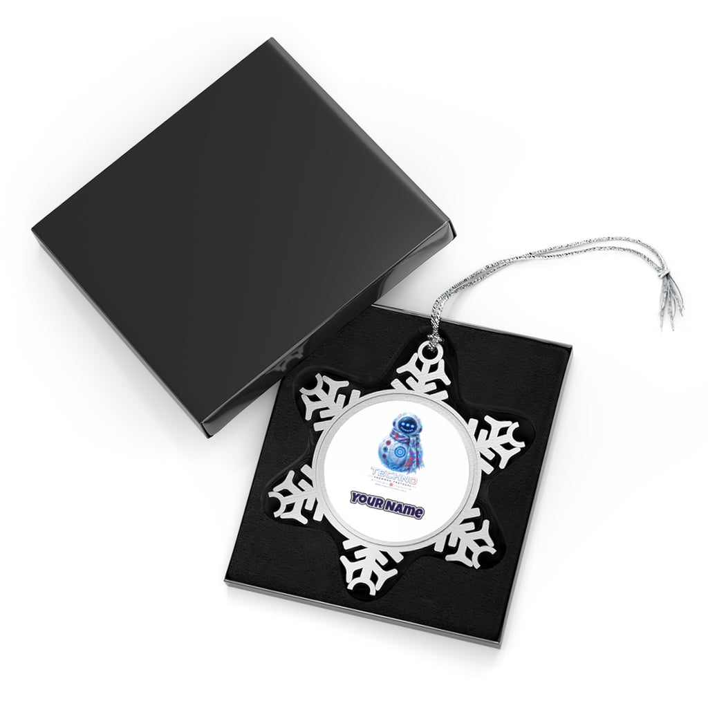 Techno Snowman Protocol Personalised Pewter Christmas Ornament