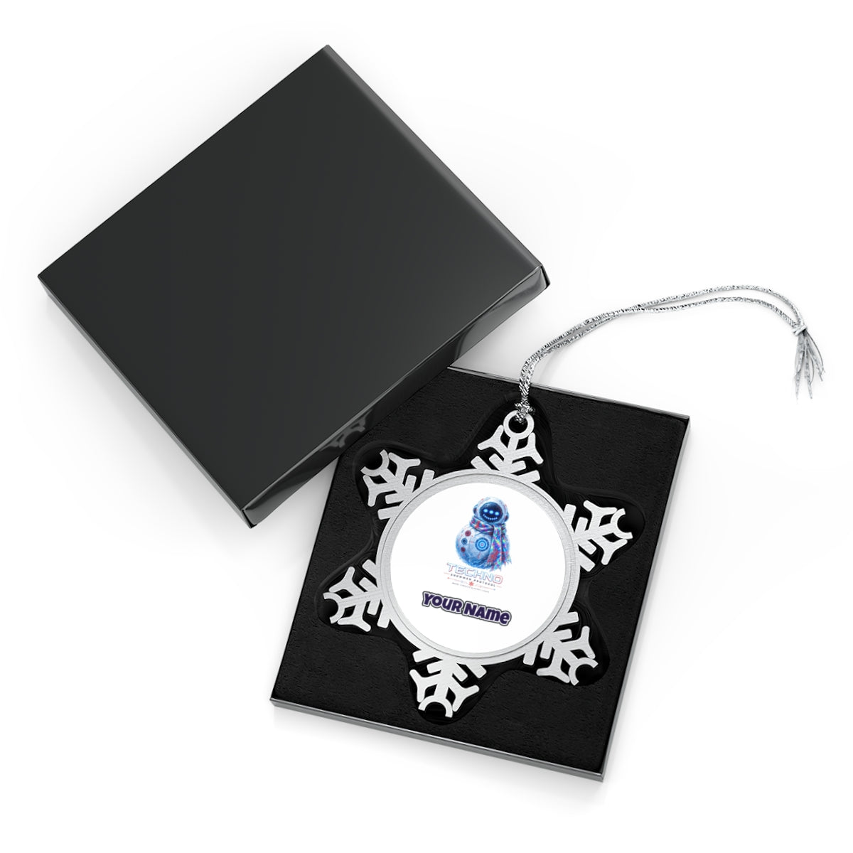 Techno Snowman Protocol Personalised Pewter Christmas Ornament