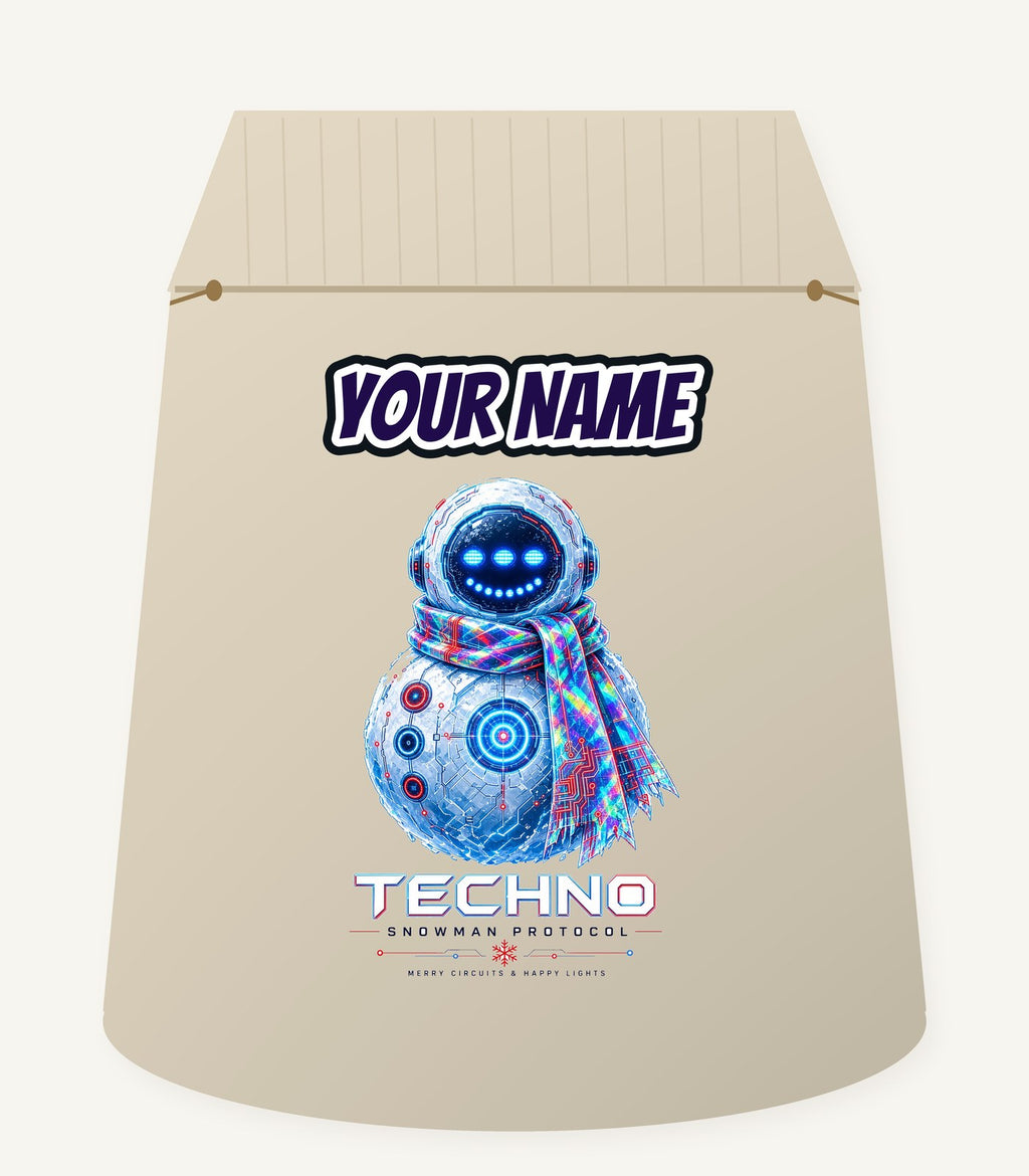 Techno Snowman Protocol Personalised Santa Sack