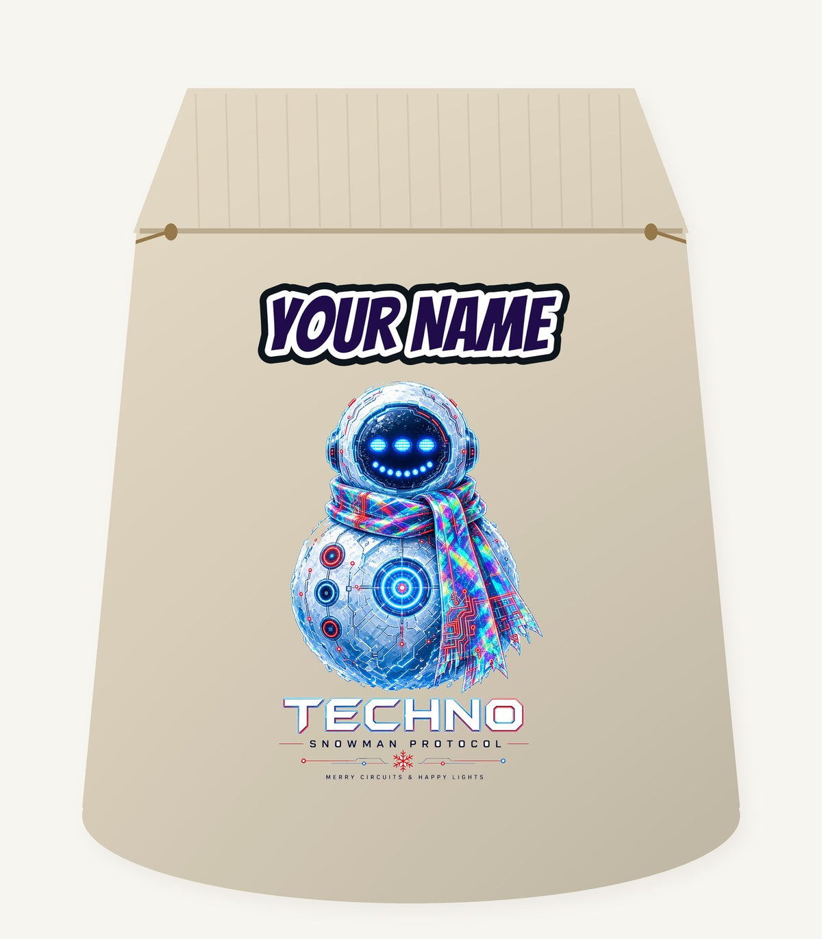 Techno Snowman Protocol Personalised Santa Sack