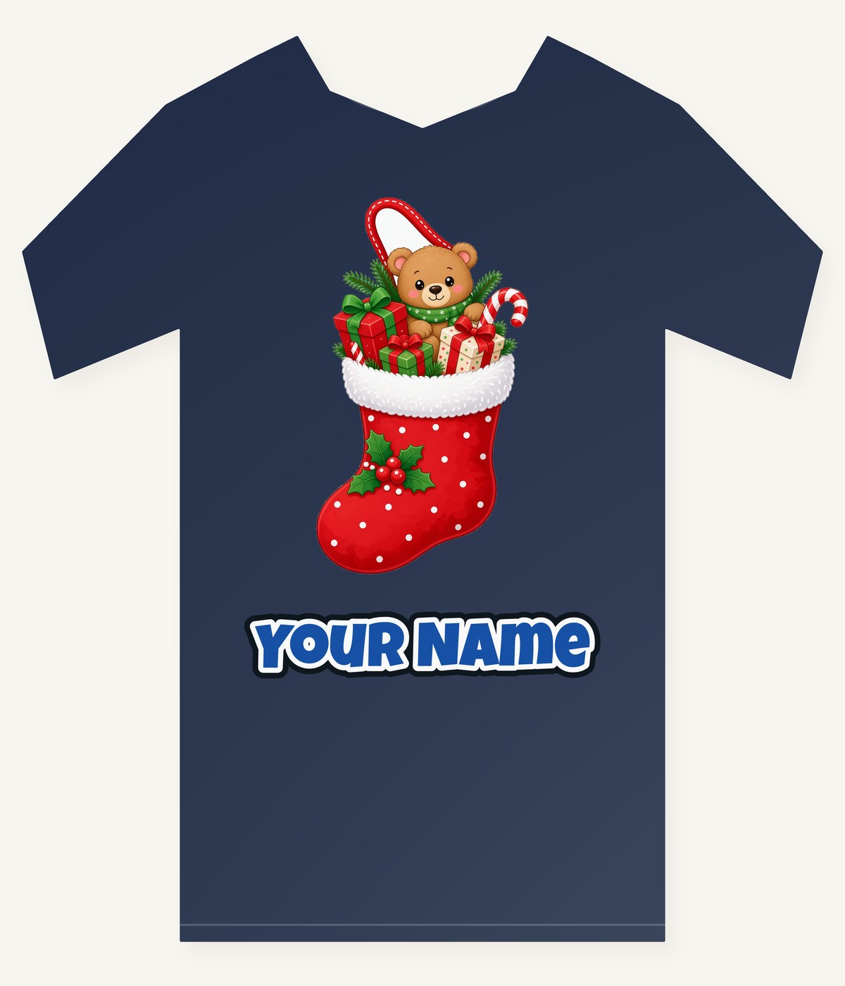 Teddy Bear Christmas Stocking Personalised Kids and Baby Christmas Tee