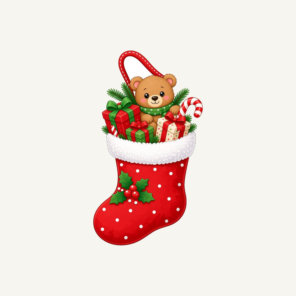 Teddy Bear Christmas Stocking Personalised Kids and Baby Christmas Tee