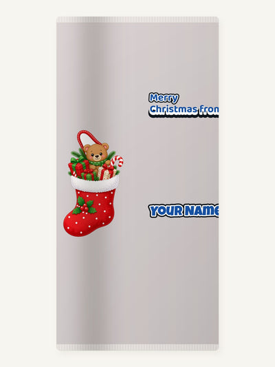 Teddy Bear Christmas Stocking Personalised Beach Towel